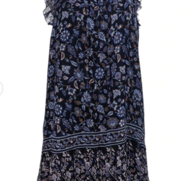 Joie - Navy Floral Print Silk Shift Dress - size S - Picture 4 of 4